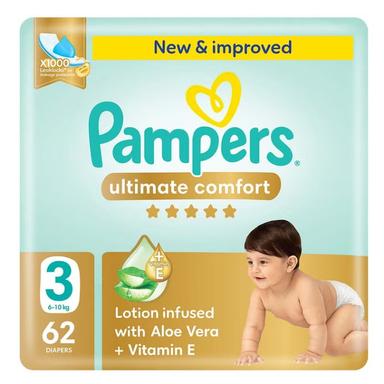 Pampers Ultimate Comfort Diapers Size 3 62s