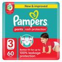Pampers Rash Protection Diapers Pants Size 3 60s