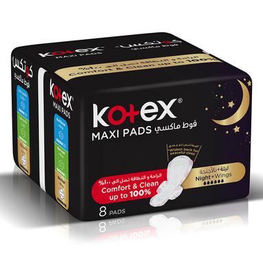 Kotex Maxi Nighttime W/wings 8s