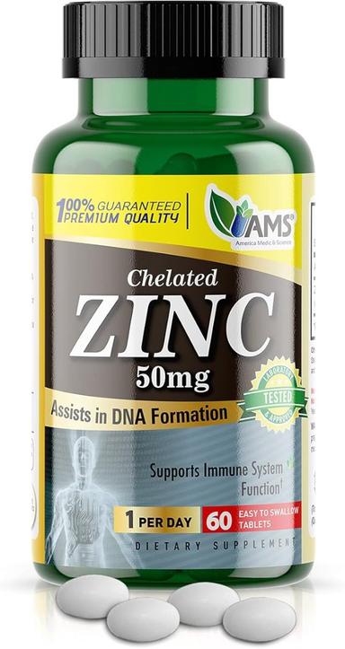 Ams Chelated Zinc Supplement 50 mg Tablets 60s
