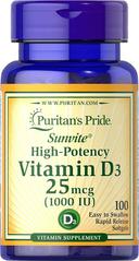 Puritan's Pride Vitamin D3 Supplement 1000 IU Sftgel 100s