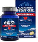 21st Century Alaska Wild Fish Oil Mega Omega 3 Supplement Softgels Pack of 90's