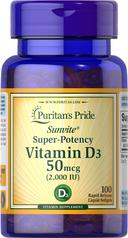 Puritan's Pride Vitamin D3 Supplement 2000 IU Softgel 100s