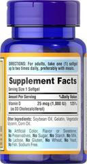 Puritan's Pride Vitamin D3 Supplement 1000 IU Sftgel 100s