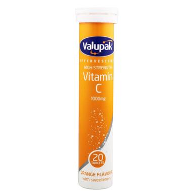 Valupak Vitamin C Effervescent 1000 mg - Orange Flavour (20 Tablets)